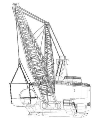 Dragline walking excavator. Vector
