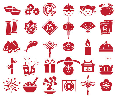 chinese new year icon sign symbol set