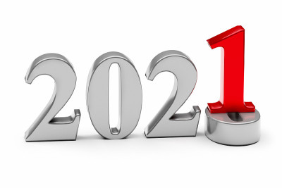 2021年新年假期概念。2021是0