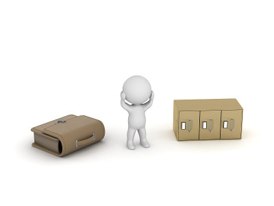 强调公文包和档案柜的3D角色