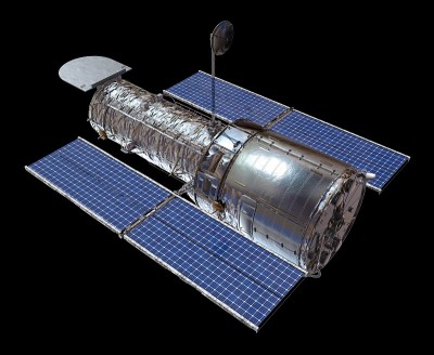 太空望远镜孤立的黑色背景3D插图