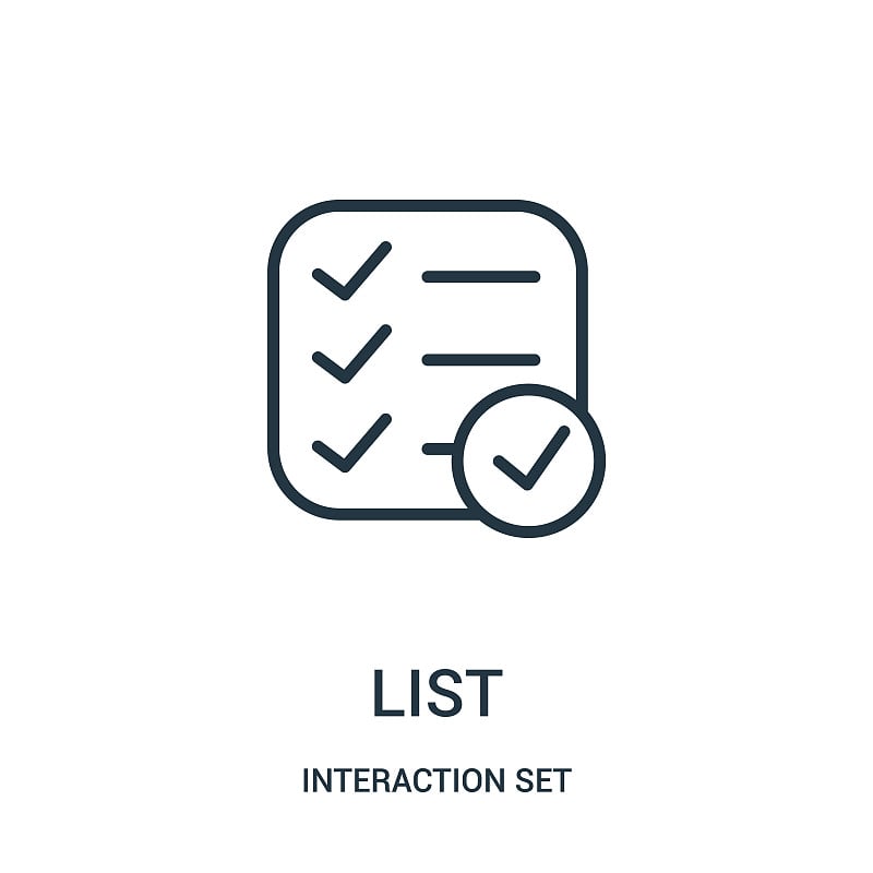 list icon vector from interaction set collection. 