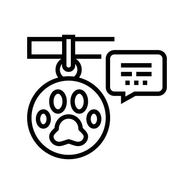 宠物铭牌与信息线图标矢量插图
