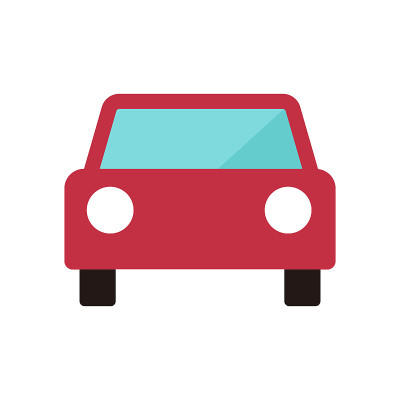 汽车，汽车，车辆(前视图)矢量图标说明