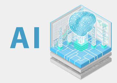 Artificial Intelligence concept with digital brain