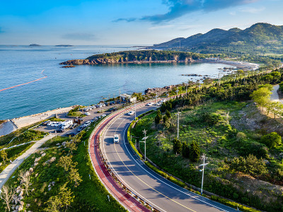 航拍青岛西岸岛公路