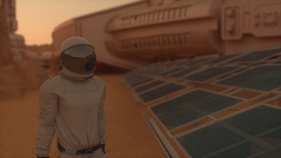 宇航员在火星表面。火星殖民的概念。三维演示