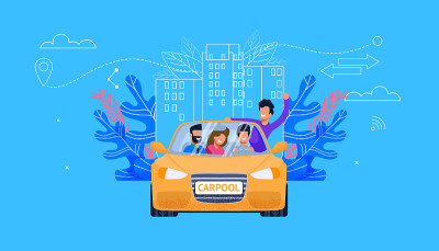 拼车服务平面向量。可以搭人的车。