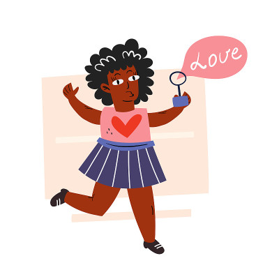Afro American child, girl with soap bubble. Dark s
