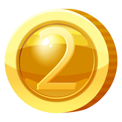 金币2号符号。游戏的黄金代币，用户界面资产元素。矢量图