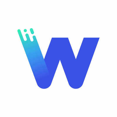 字母W设计向量在蓝色绿色梯度