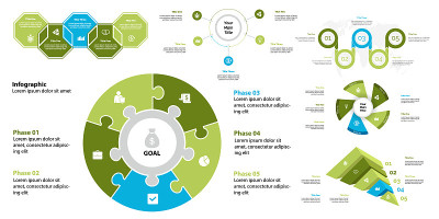 Creative infographic diagrams with geometric eleme