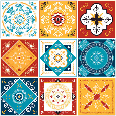 Decorative colored tiles. Vector illustration.