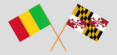 Crossed flags of Mali and the State of Maryland