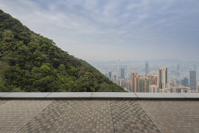 香港的天际线和山