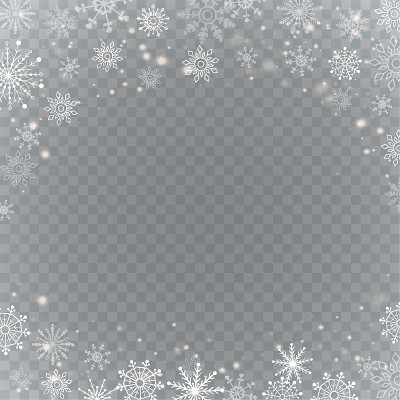 真实的雪花孤立在透明的背景。矢量图