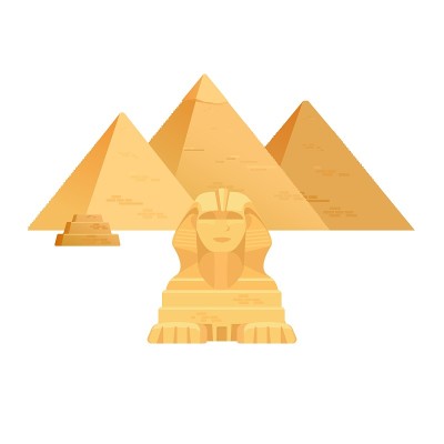 吉萨金字塔。埃及古旅游建筑景观。向量