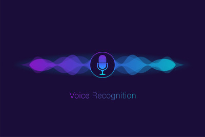 语音助手的datk背景。抽象的技术背景。抽象的光。矢量插图。