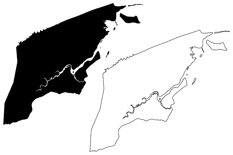 文莱-Muara区(文莱国，和平住所，婆罗洲岛)地图矢量插图，涂鸦草图文莱Muara地图