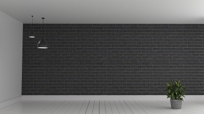 黑暗而空旷的室内。三维渲染