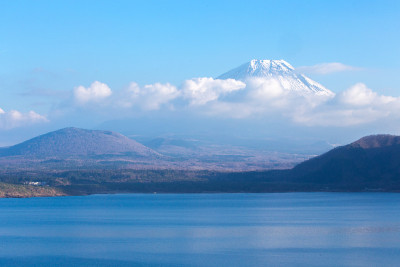 从日本元津湖看富士山