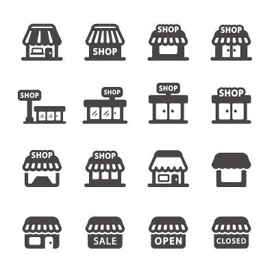 商店建筑图标设置，向量eps10