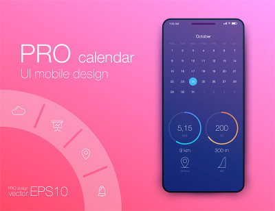 Fitness app. Ui ux design. UI design concept with 