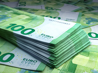 欧洲的钞票。Europeaneuro账单。100欧元欧元。商业、金融背景。