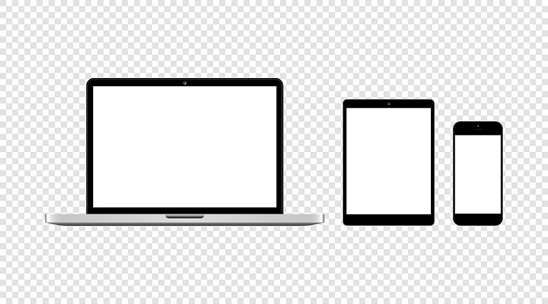 集合现实向量装置。逼真的笔记本电脑，平板电脑和手机
