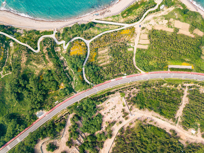 中国青岛黄海海岸-鸟瞰图