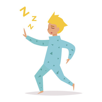 人在梦中行走。手提出