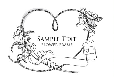 矢量插图手绘花和线画框