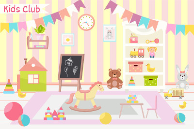 幼儿园矢量插图。玩,教育。