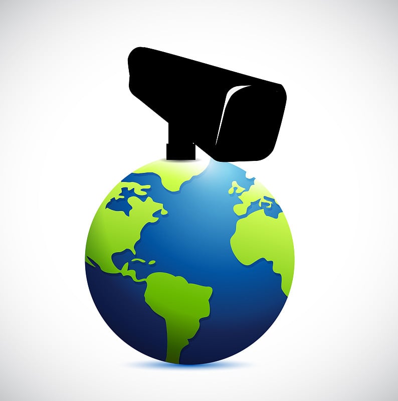 Globe under surveillance illustration design