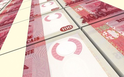莫桑比克工资单堆积背景。