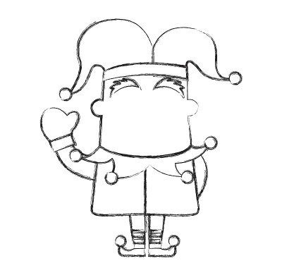 素描画小丑卡通矢量