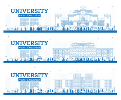 概述大学校园设置。研究横幅。