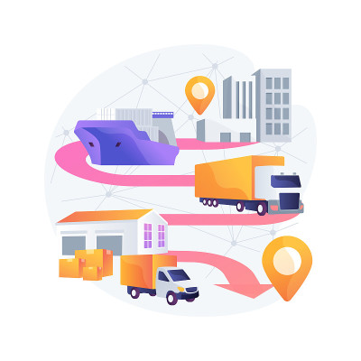Blockchain in transport technology abstract concep