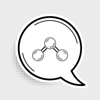 线分子图标孤立在灰色背景。化学分子结构，科学教师创新教育海报。色彩斑斓的轮廓的概念。向量