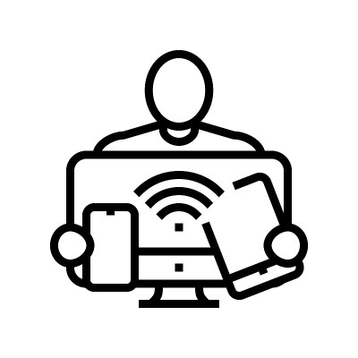 数字原生技术线图标矢量插图