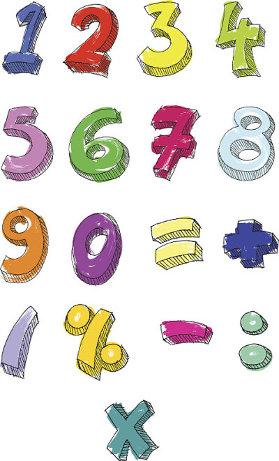 彩色数字手写