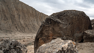 古代文明的遗迹。Gobustan储备、阿塞拜疆