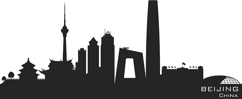 北京中国城市天际线剪影