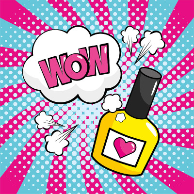 nail lollipop with cloud chat bubble and wow messa