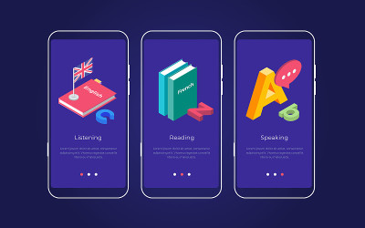 Set of onboarding screens for mobile apps.