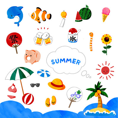 插图套可爱的夏季材料