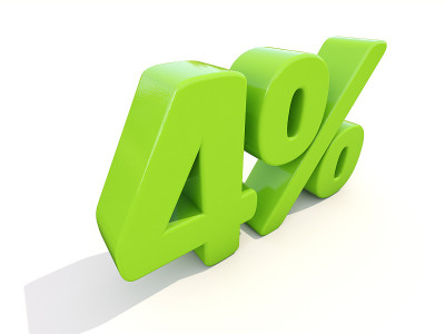 白色背景上4%百分比的图标