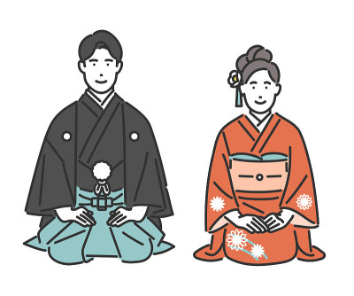 一家人穿着和服迎接新年