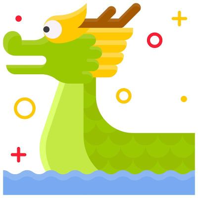 龙舟图标与端午节相关矢量