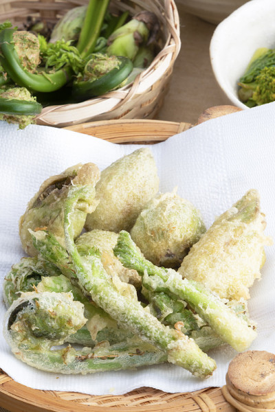 春野菜天妇罗和小碗